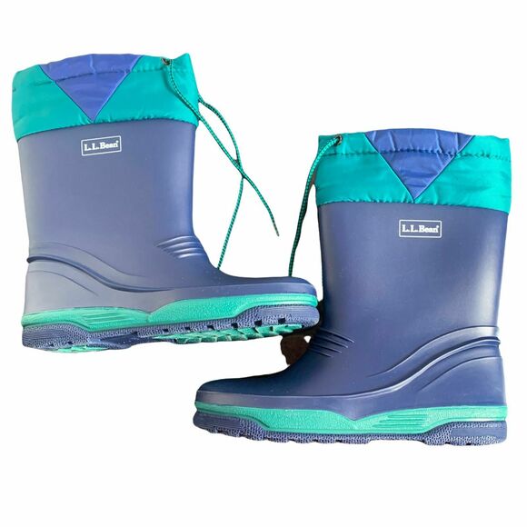 L.L. Bean Shoes - Vintage LL Bean Womens Blue Rubber Insulated Pull On Rain Wellies Boots Size 5